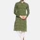 PAROKSH Men Green woven Ikat handloom Straight Kurta