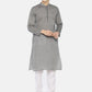 PAROKSH Men Grey placket cotton Straight Kurta