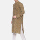 PAROKSH Men Green striped cotton Straight Kurta