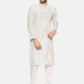 PAROKSH Men white line detail cotton Straight Kurta