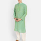 PAROKSH Men Light green  Printed Straight Kurta