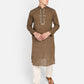 PAROKSH Men Brown Embroidery Straight Kurta
