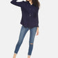 SAHORA Women blue belted solid collar shirt