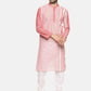 PAROKSH Men pink line detail cotton Straight Kurta