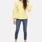 SAHORA Women yellow floral printed collar shirt