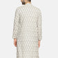 PAROKSH Men Cream-Coloured & Grey Ikat Straight Kurta