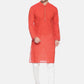 PAROKSH Men Red Geometric cotton Straight Kurta