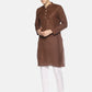 PAROKSH Men Solid Brown cotton Straight Kurta