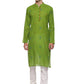 PAROKSH  Men Woven Design Pure Cotton Straight Kurta  (Green)