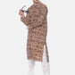 PAROKSH Men Beige & Red Printed Straight Kurta