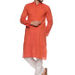 PAROKSH Men Red Solid Cotton Straight Kurta