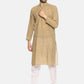 PAROKSH Men textured beige cotton Straight Kurta