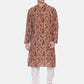 PAROKSH Men Beige & Pink Printed Straight Kurta