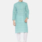 PAROKSH Men sky blue dual button cotton Straight Kurta