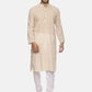 PAROKSH Men Beige striped cotton Straight Kurta