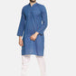 PAROKSH Men solid royal blue cotton Straight Kurta