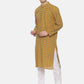 PAROKSH Men Mustard Yellow & Blue Woven Design Straight Kurta