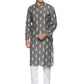 PAROKSH Men Grey & White Ethnic Motifs Khadi Handloom Pure Cotton Kurta