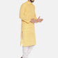 PAROKSH Men yellow dual button cotton Straight Kurta
