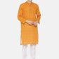 PAROKSH Men Orange placket cotton Straight Kurta