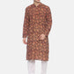 PAROKSH Men Maroon & Pink Kalamkari Printed Straight Kurta