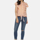 SAHORA Women orange striped Printed Top