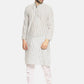 PAROKSH Men white striped cotton Straight Kurta