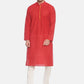 PAROKSH Men Red polka dots cotton Straight Kurta