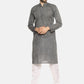 PAROKSH Men textured charcoal grey cotton Straight Kurta