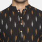 PAROKSH Men Black woven Ikat Straight Kurta