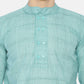 PAROKSH Men sky blue dual button cotton Straight Kurta