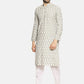 PAROKSH Men Cream-Coloured & Grey Ikat Straight Kurta