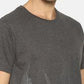 Men's printed round neck charcoal grey t-shirt