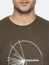 Men's printed round neck olive green t-shirt