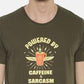 Men's printed round neck olive green t-shirt