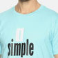 Men's printed round neck aqua blue t-shirt