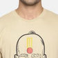 Men's printed round neck beige t-shirt