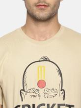 Men's printed round neck beige t-shirt