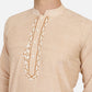 PAROKSH Men Beige Embroidery Straight Kurta