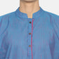 PAROKSH Men Blue pink textured cotton Straight Kurta