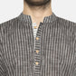 PAROKSH Men Grey striped cotton Straight Kurta