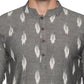 PAROKSH Men Grey & White Ethnic Motifs Khadi Handloom Pure Cotton Kurta