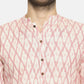 PAROKSH Men Pink woven Ikat handloom Straight Kurta