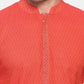 PAROKSH Men Red Geometric cotton Straight Kurta