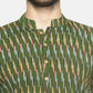 PAROKSH Men Green woven Ikat handloom Straight Kurta