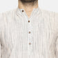 PAROKSH Men white line detail cotton Straight Kurta