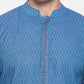 PAROKSH Men Blue Geometric cotton Straight Kurta