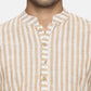 PAROKSH Men Beige striped cotton Straight Kurta