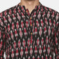 PAROKSH Men's Black Maroon Ikat Woven Handloom Long Cotton Ethnic Kurta