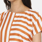 SAHORA Women orange striped Printed Top
